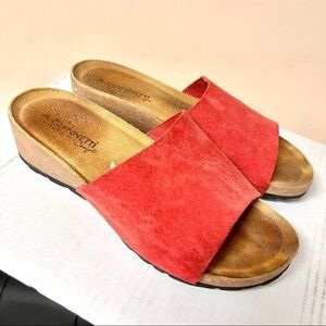 A. GIANNETTI Made in Italy suede leather red Slide Sandals Womens size 8
